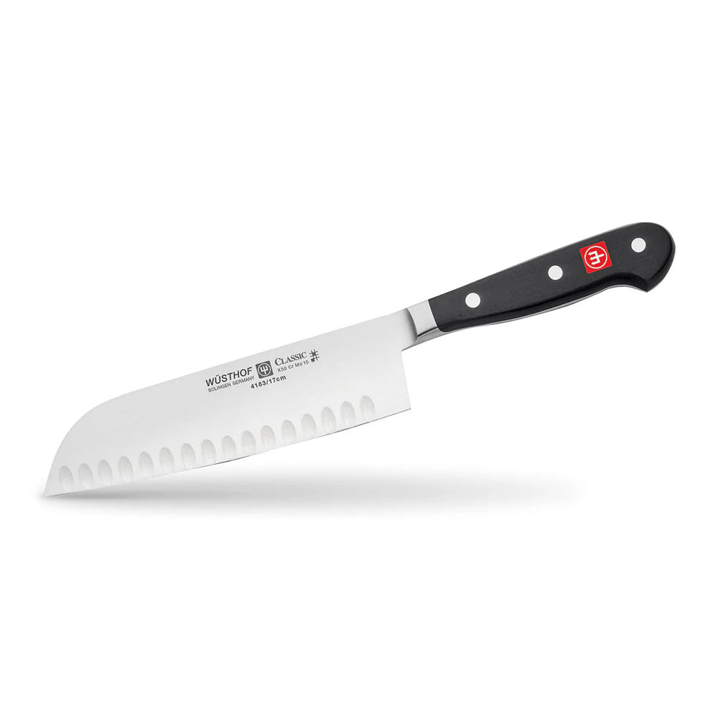 Wüsthof 4183-7 Trident Classic Santoku Knife w/ Hollow Edge, 7