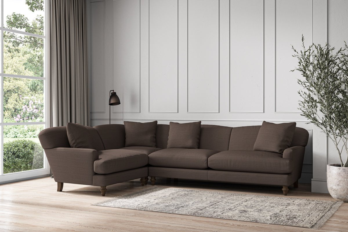 Deni Grand Left Hand Corner Sofa - Recycled Cotton Mocha