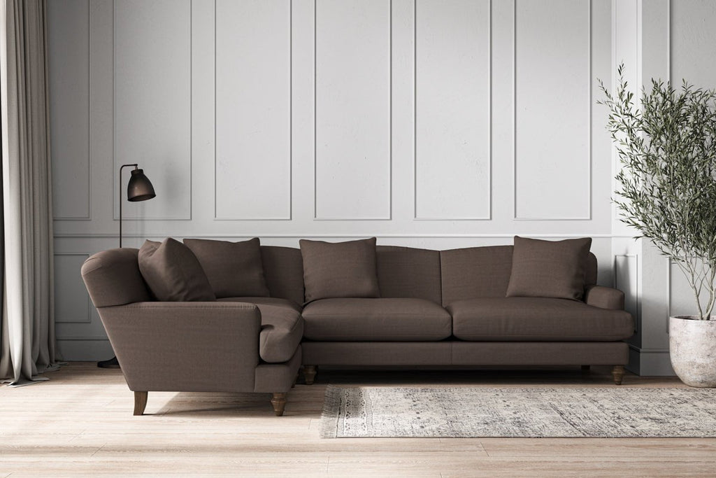 Deni Grand Left Hand Corner Sofa - Recycled Cotton Mocha