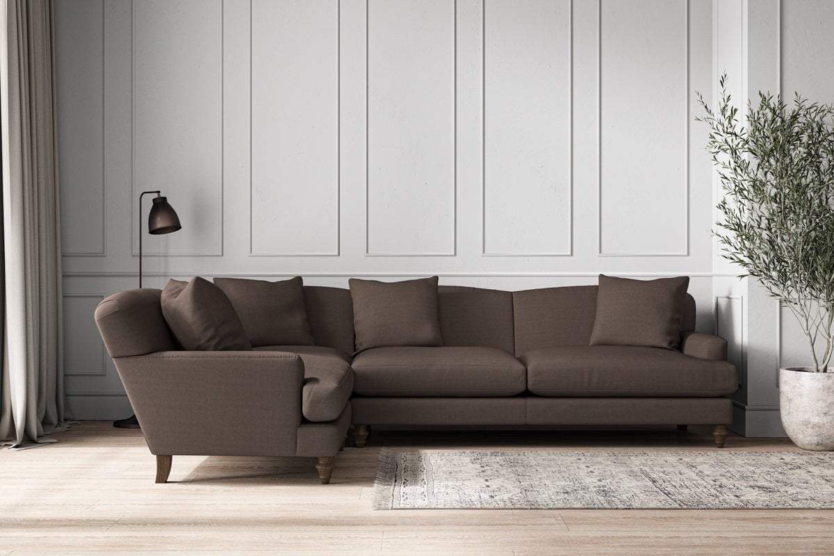 Deni Grand Left Hand Corner Sofa - Recycled Cotton Mocha