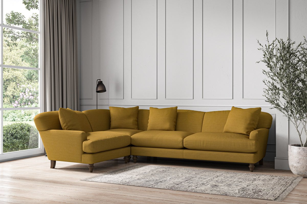 Deni Grand Left Hand Corner Sofa - Recycled Cotton Ochre