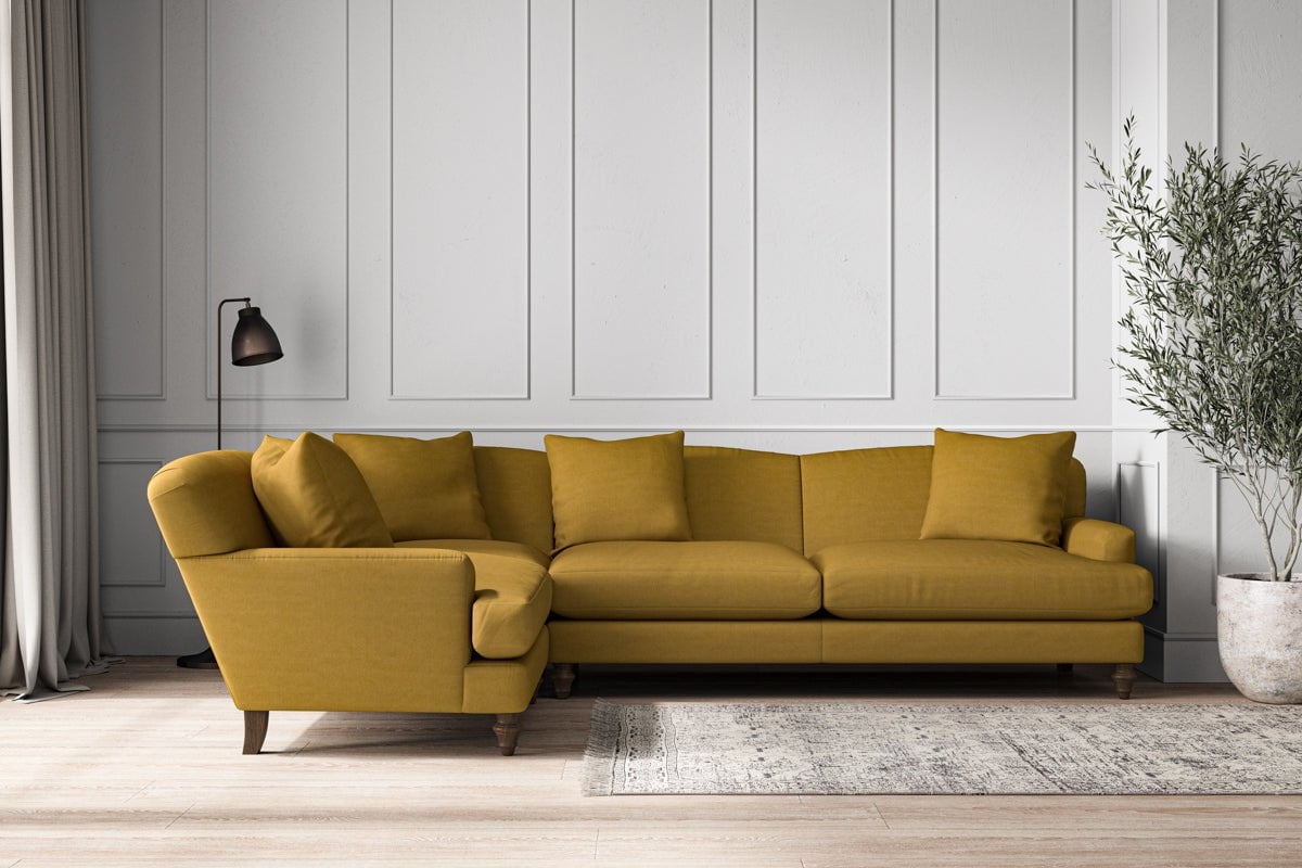 Deni Grand Left Hand Corner Sofa - Recycled Cotton Ochre
