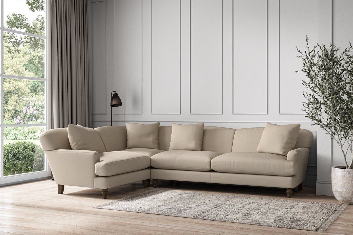 Deni Grand Left Hand Corner Sofa - Recycled Cotton Stone