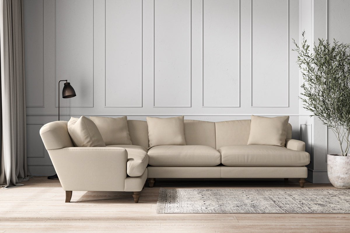 Deni Grand Left Hand Corner Sofa - Recycled Cotton Stone