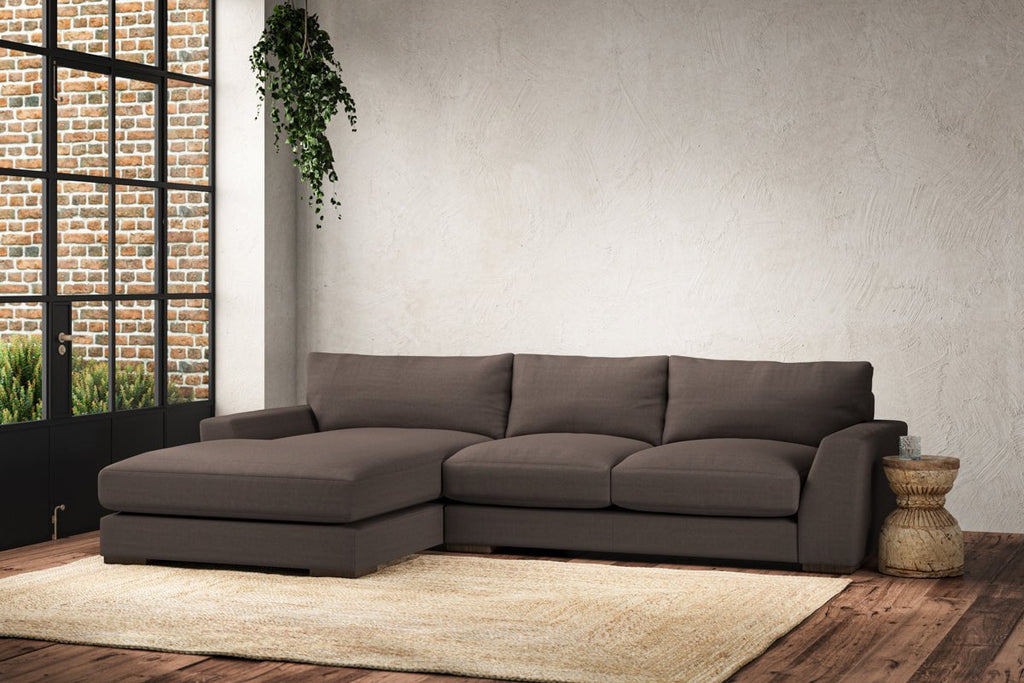 Guddu Medium Left Hand Chaise Sofa - Recycled Cotton Mocha