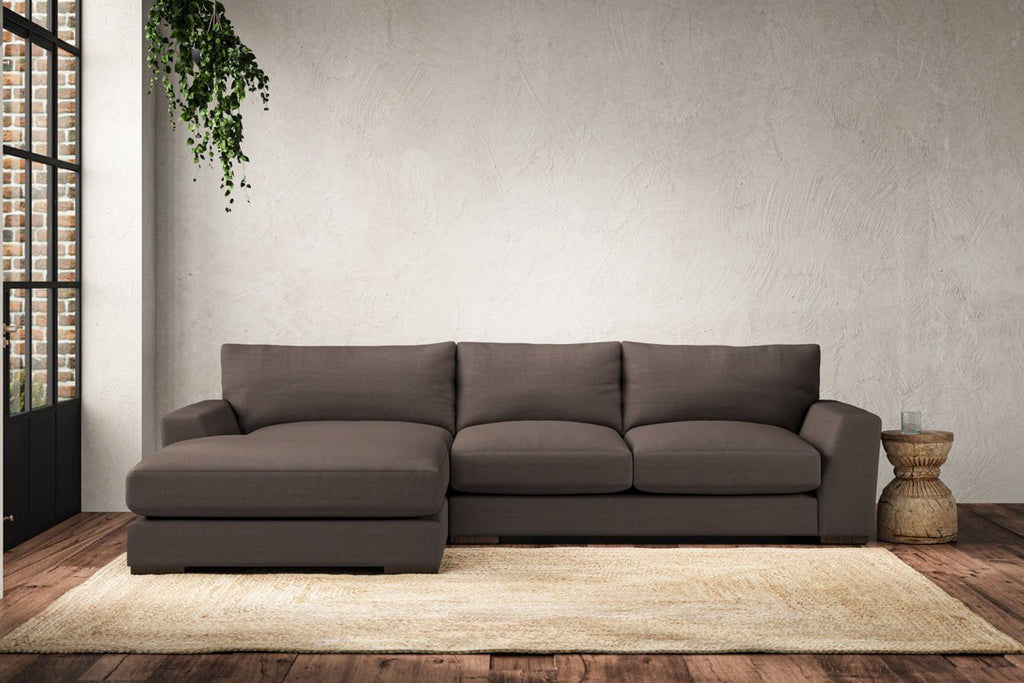 Guddu Medium Left Hand Chaise Sofa - Recycled Cotton Mocha