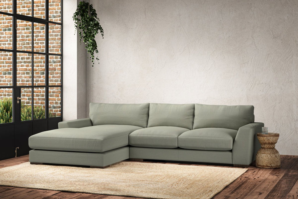 Guddu Medium Left Hand Chaise Sofa - Recycled Cotton Seaspray