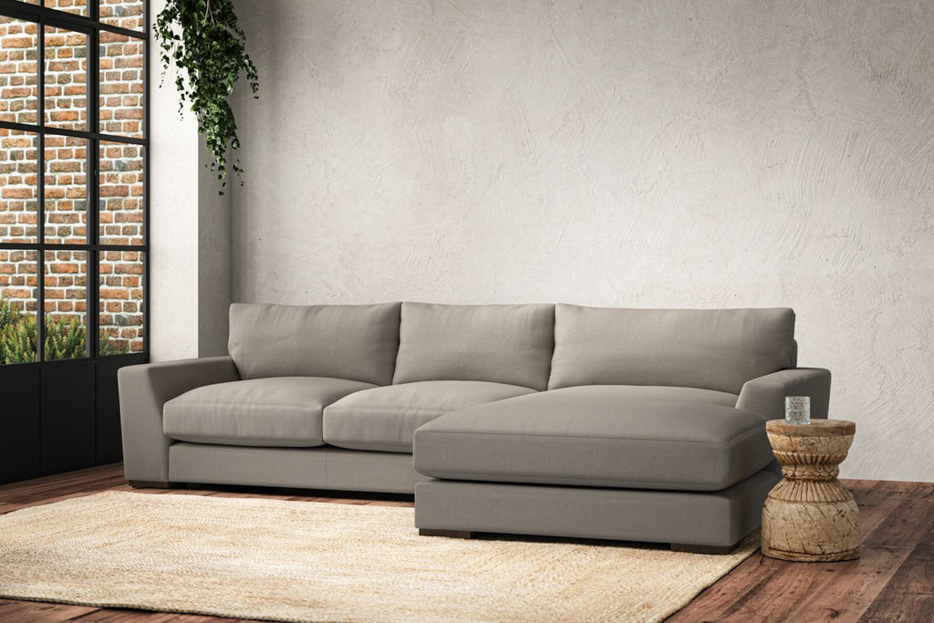 Guddu Medium Right Hand Chaise Sofa - Recycled Cotton Flax
