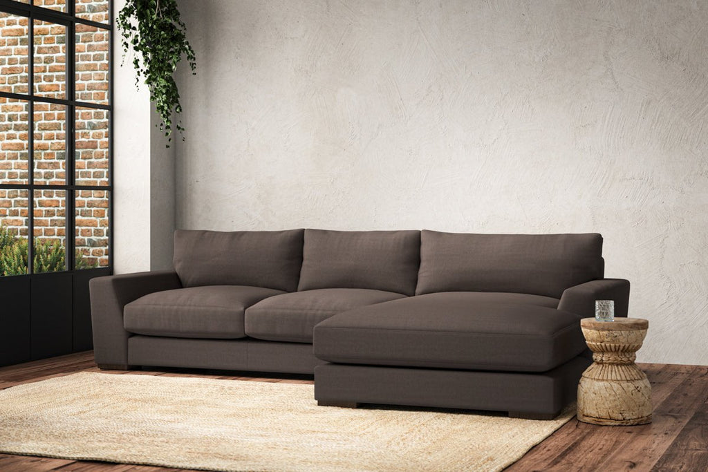 Guddu Medium Right Hand Chaise Sofa - Recycled Cotton Mocha