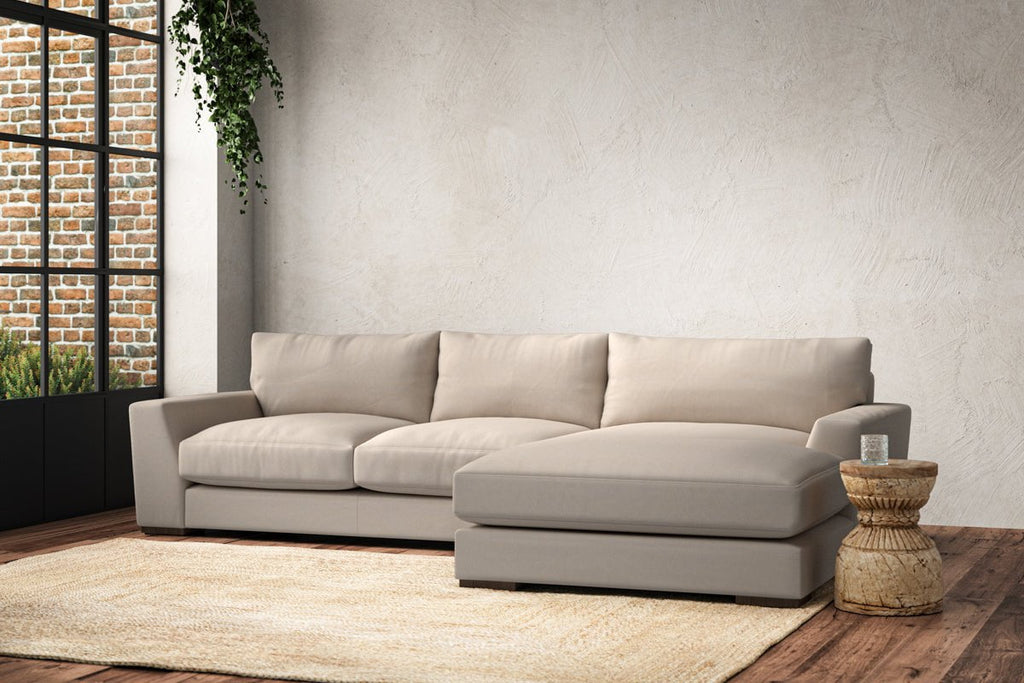 Guddu Medium Right Hand Chaise Sofa - Recycled Cotton Natural