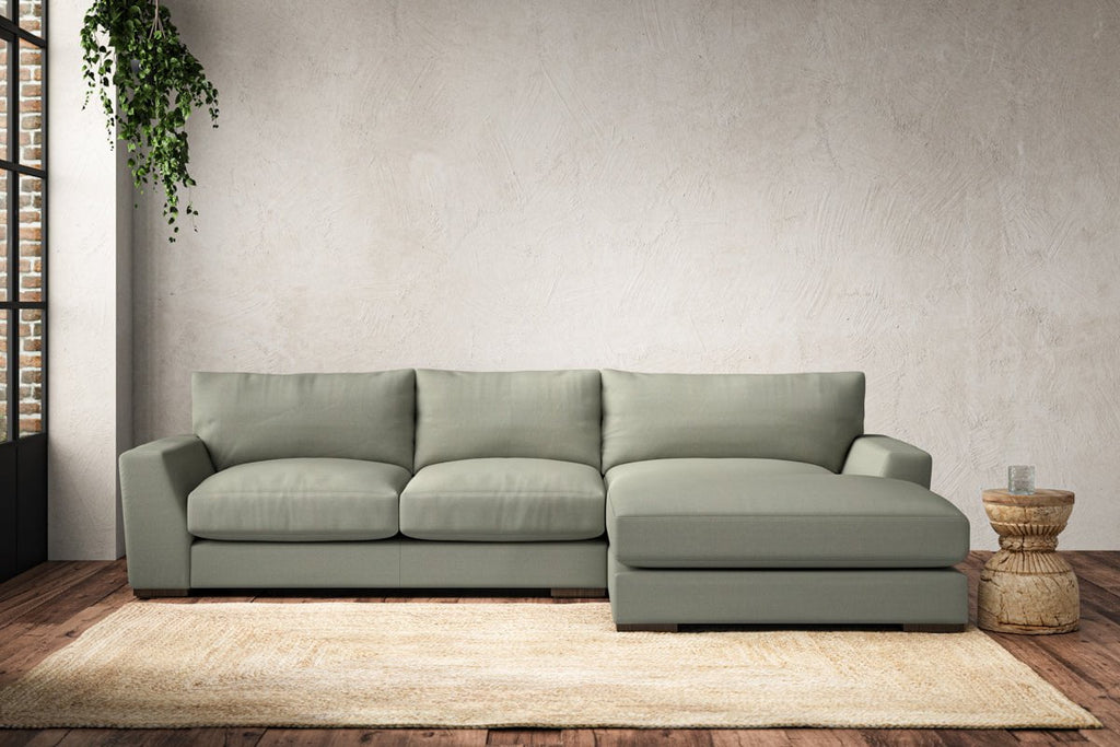 Guddu Medium Right Hand Chaise Sofa - Recycled Cotton Seaspray