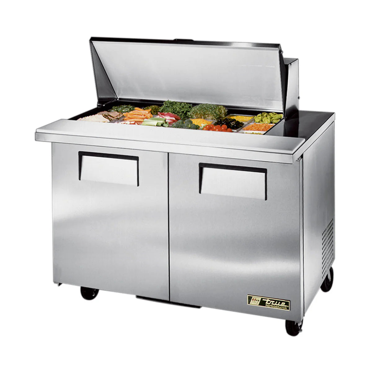 True TSSU-48-18M-B Solid 2 Door Mega-Top Sandwich / Salad Refrigerated Prep Table, 48