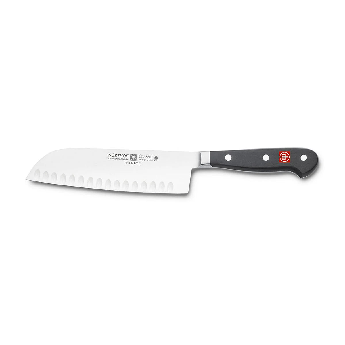 Wüsthof 4183-7 Trident Classic Santoku Knife w/ Hollow Edge, 7